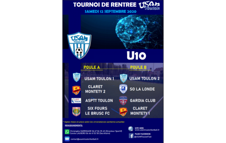 U10: Composition des Poules du Tournoi de Rentrée