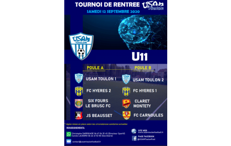 U11: Composition des Poules du Tournoi de Rentrée